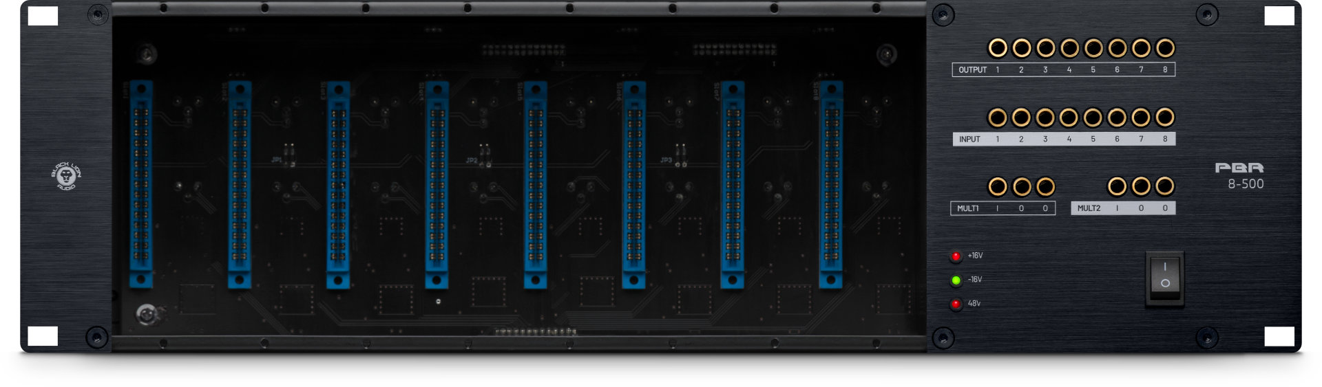 Black Lion Audio PBR8-500 8-Slot Rack/PSU with Built-in Patchbay Black Lion Audio PBR8-500 8-Slot Rack/PSU with Built-in Patchbay
